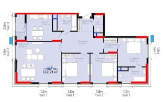 Продажа 4-комнатной квартиры, 122.71 м² - Продажа  четырехкомнатных квартир в новостройках Астаны
