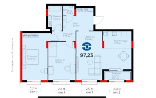 Продажа 3-комнатной квартиры, 97.23 м², ул. Онгарсыновой, дом  6/2 - Продажа  трехкомнатных квартир в новостройках Астаны с фото