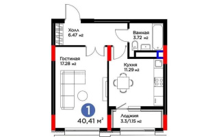 Продажа 1-комнатной квартиры, 40.41 м², пр. Туран, дом  57/5 стр - Продажа  однокомнатных квартир в Астане