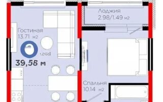 Продажа 2-комнатной квартиры, 39.58 м²