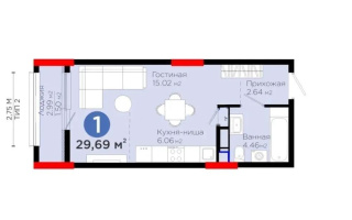 Продажа 1-комнатной квартиры, 30 м², ул. Толе би, дом  28/1 - Продажа квартир в Астане