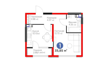 Продажа 1-комнатной квартиры, 35.85 м², ул. Байге, дом  12б - Продажа квартир в новостройках Алматы