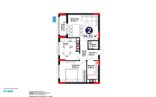 Продажа 2-комнатной квартиры, 56.52 м², ул. Бухар жырау, дом  31/1 - Продажа  двухкомнатных квартир в Астане с фото