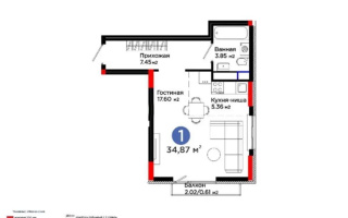 Продажа 1-комнатной квартиры, 34.87 м², пр. Туран, дом  55/16 - Продажа  однокомнатных квартир в Астане без посредников