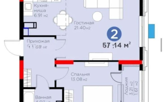 Продажа 2-комнатной квартиры, 53.44 м², ул. Рыскулова, дом  9 стр - Продажа  двухкомнатных квартир в новостройках Астаны