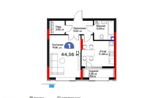 Продажа 1-комнатной квартиры, 44.56 м² - Продажа однокомнатных квартир от собственников в Астане