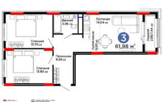 Продажа 3-комнатной квартиры, 61.98 м², пр. Туран, дом  55/16 - Продажа  трехкомнатных квартир в Астане с фото