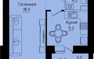 Продажа 1-комнатной квартиры, 39 м²