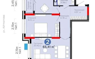 Продажа 2-комнатной квартиры, 65.41 м², пр. Улы Дала, дом  41 - Продажа  двухкомнатных квартир в Астане с фото