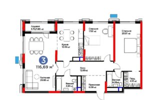 Продажа 3-комнатной квартиры, 116.69 м² - Продажа трехкомнатных квартир от собственников в Казахстане - страница 32