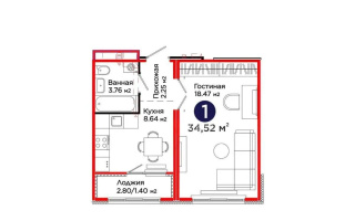 Продажа 1-комнатной квартиры, 34.52 м², ул. С-902, дом  8 - Продажа  однокомнатных квартир в новостройках Астаны без посредников