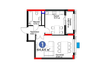 Продажа 1-комнатной квартиры, 44.64 м² - Продажа однокомнатных квартир в блочном доме в Казахстане