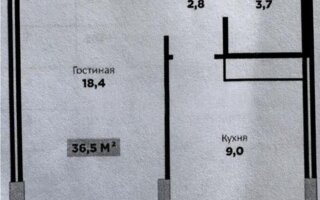 Продажа 1-комнатной квартиры, 36.5 м²