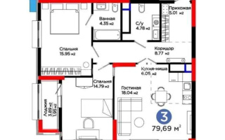 Продажа 3-комнатной квартиры, 80 м², ул. Рыскулова, дом  1/1 - Продажа квартир в Астане