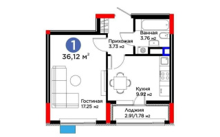 Продажа 1-комнатной квартиры, 36.12 м², ул. Нурмагамбетова, дом  17 стр - Продажа  однокомнатных квартир в новостройках Астаны без посредников