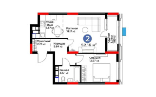 Продажа 2-комнатной квартиры, 52 м², ул. Рыскулова, дом  9 стр - Продажа квартир в Астане