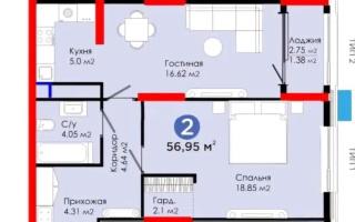 Продажа 2-комнатной квартиры, 56.95 м², ул. Сыганак, дом  52/1 - Продажа  двухкомнатных квартир в Астане