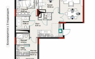 Продажа 3-комнатной квартиры, 107.57 м²