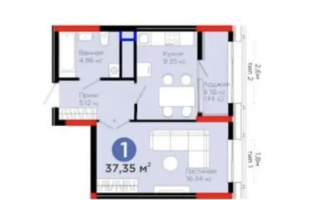 Продажа 1-комнатной квартиры, 37.35 м², ул. Рыскулова, дом  1/1 - Продажа квартир в Астане без посредников