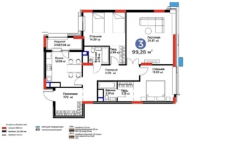 Продажа 3-комнатной квартиры, 99.29 м²