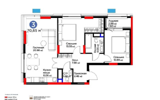 Продажа 3-комнатной квартиры, 70.65 м², пр. Туран, дом  57/5 стр - Продажа  трехкомнатных квартир в Астане с фото