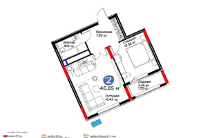 Продажа 2-комнатной квартиры, 46.85 м², ул. Бухар жырау, дом  33 - Продажа квартир в Астане без посредников