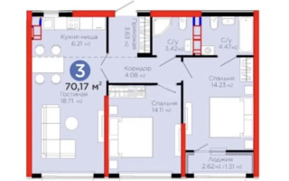 Продажа 3-комнатной квартиры, 70.17 м² - Продажа трехкомнатных квартир в монолитном доме в Алматы