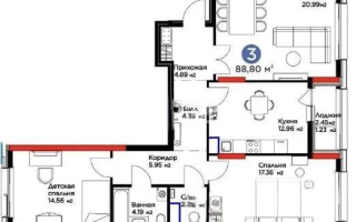 Продажа 3-комнатной квартиры, 88.8 м², ул. Анет баба, дом  8 - Продажа  трехкомнатных квартир в Астане
