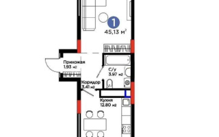 Продажа 1-комнатной квартиры, 45.13 м², пр. Туран, дом  57д - Продажа  однокомнатных квартир в Астане без посредников