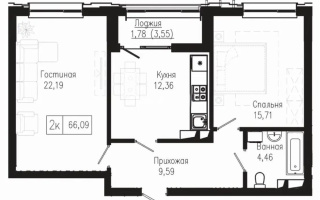 Продажа 2-комнатной квартиры, 66.21 м², пр. Мангилик Ел, дом  63/1 - Продажа  двухкомнатных квартир в Астане с фото