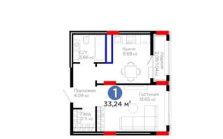 Продажа 1-комнатной квартиры, 33.24 м² - Продажа офисных и торговых помещений в Акмолинской области