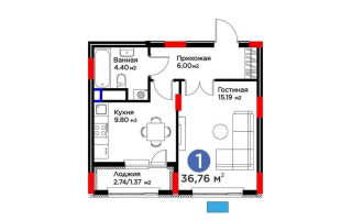 Продажа 1-комнатной квартиры, 36.76 м², пр. Кабанбай батыра, дом  5 стр - Продажа  однокомнатных квартир в новостройках Астаны