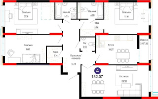 Продажа 4-комнатной квартиры, 132.07 м², ул. Е-882, дом  7 - Продажа  четырехкомнатных квартир в Астане без посредников