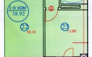 Продажа 1-комнатной квартиры, 38.92 м²