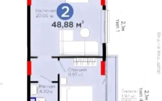 Продажа 2-комнатной квартиры, 48.88 м², пр. Туран, дом  55/16 - Продажа квартир в Астане