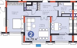 Продажа 2-комнатной квартиры, 75 м²