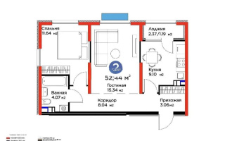 Продажа 2-комнатной квартиры, 53 м², мкр. Гажайып, дом  33 - Продажа квартир в Казахстане
