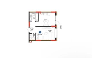 Продажа 2-комнатной квартиры, 43 м²