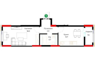 Продажа 1-комнатной квартиры, 41.8 м², ул. Молдагалиева, дом  9 - Продажа квартир в Астане с фото