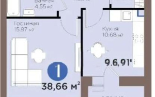 Продажа 1-комнатной квартиры, 38.66 м², пр. Жумабаева, дом  38 - Продажа  однокомнатных квартир в новостройках Астаны без посредников
