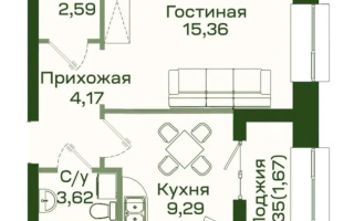Продажа 1-комнатной квартиры, 38 м², пр. Улы Дала, дом  38 - Продажа  однокомнатных квартир в Астане