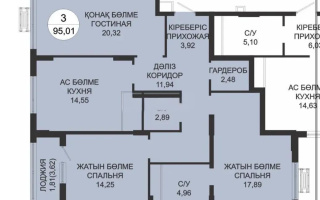 Продажа 3-комнатной квартиры, 95.5 м², пр. Туран, дом  39/2 стр - Продажа  трехкомнатных квартир в новостройках Астаны