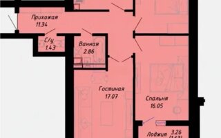 Продажа 3-комнатной квартиры, 74.4 м²