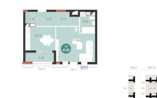 Продажа 1-комнатной квартиры, 43.66 м² - Продажа квартир в р-не Есиль Астаны