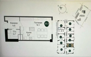 Продажа 1-комнатной квартиры, 33.4 м², ул. Ауэзова, дом  3/2 стр - Продажа квартир в новостройках Алматы без посредников