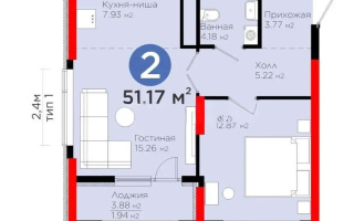 Продажа 2-комнатной квартиры, 51.17 м², ул. Бухар жырау, дом  20 - Продажа квартир в новостройках Астаны