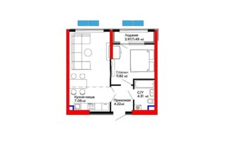 Продажа 2-комнатной квартиры, 45.52 м²
