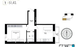 Продажа 1-комнатной квартиры, 51.41 м² - Продажа однокомнатных квартир в кирпичном доме в Астане