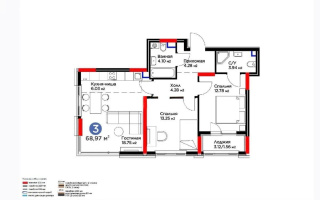 Продажа 3-комнатной квартиры, 68.97 м², ул. Е-915, дом  15 - Продажа  трехкомнатных квартир в новостройках Астаны