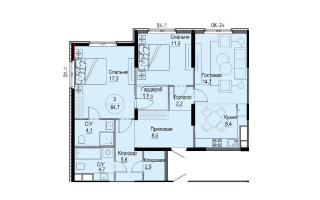 Продажа 3-комнатной квартиры, 84.7 м², ул. Жандосова, дом  94а - Продажа квартир в Алматы